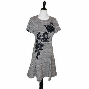 Betsy Johnson Black White Checked Embroidery Dress Size:8